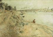 Jean-francois raffaelli, Fisherman on the Bank of The Seine